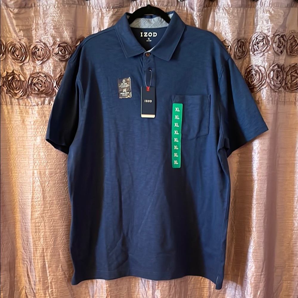 Izod Blue Polo Shirt with Classic Collar and Chest Emblem